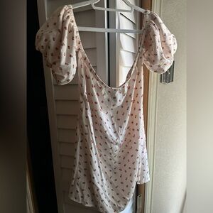 Women new Reformation floral top off shoulders puffy sleeves attached to top